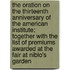The Oration on the Thirteenth Anniversary of the American Institute; Together with the List of Premiums Awarded at the Fair at Niblo's Garden