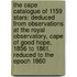 The Cape Catalogue Of 1159 Stars: Deduced From Observations At The Royal Observatory, Cape Of Good Hope, 1856 To 1861, Reduced To The Epoch 1860