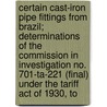 Certain Cast-Iron Pipe Fittings from Brazil; Determinations of the Commission in Investigation No. 701-Ta-221 (Final) Under the Tariff Act of 1930, To door United States Commission