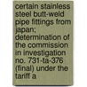 Certain Stainless Steel Butt-Weld Pipe Fittings from Japan; Determination of the Commission in Investigation No. 731-Ta-376 (Final) Under the Tariff A door United States Commission