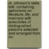 Dr. Johnson's Table Talk; Containing Aphorisms on Literature, Life, and Manners with Anecdotes of Distinguished Persons Selected and Arranged from Mr.