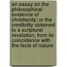 An Essay on the Philosophical Evidence of Christianity; or the Credibility Obtained to a Scriptural Revelation, From Its Coincidence With the Facts of Nature by Bp. of Hereford Renn Dickson Hampden