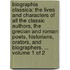 Biographia classica: the lives and characters of all the classic authors, the Grecian and Roman poets, historians, orators, and biographers. ...  Volume 1 of 2