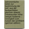 Astronomische Tafeln Zur Bestimmung Der Zeit: Aus Der Beobachteten Gleichen Obwohl Unbekannten Höhe Zweyer Fixsterne : Vorzüglich Zum Nutzen Der Schiffahrt (German Edition) by August Koch Julius