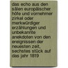 Das Echo aus den Sälen europäischer Höfe und vornehmer Zirkel oder merkwürdiger Erzählungen und unbekannte Anekdoten von den Ereignissen der neuesten Zeit, Sechstes Stück auf das Jahr 1819 door Ludwig Hussell