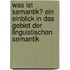 Was Ist Semantik? Ein Einblick in Das Gebiet Der Linguistischen Semantik