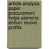 Article Analysis Paper - Procurement Helps Siemens Deliver Record Profits