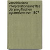 Verschiedene Interpretationsans�Tze Der Preu�Ischen Agrarreform Von 1807 door Christoph Eyring