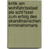 Kritik Am Wohlfahrtsstaat Als Schl�Ssel Zum Erfolg Des Skandinavischen Kriminalromans