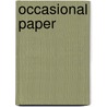 Occasional Paper door Richard K. Abrams