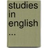 Studies in English ...
