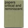 Papers Critical And Reminiscent door william. Sharp