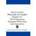 Kant's Critical Philosophy For English R