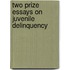 Two Prize Essays On Juvenile Delinquency