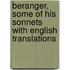 Beranger, Some Of His Sonnets With English Translations