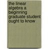 The Linear Algebra a Beginning Graduate Student Ought to Know door Jonathan S. Golan