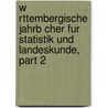W Rttembergische Jahrb Cher Fur Statistik Und Landeskunde, Part 2 by Wuertemberg Statistisches Landesamt