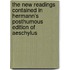 The New Readings Contained In Hermann's Posthumous Edition Of Aeschylus
