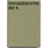 Monatsberichte Der K by Deutsche Akademie Der Wissenschaften Zu Berlin