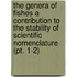 the Genera of Fishes a Contribution to the Stability of Scientific Nomenclature (Pt. 1-2)