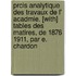 Prcis Analytique Des Travaux De L' Acadmie. [With] Tables Des Matires, De 1876 1911, Par E. Chardon