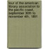 Tour of the American Library Association to the Pacific Coast, September 30Th to November 4Th, 1891