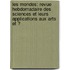 Les Mondes: Revue Hebdomadaire Des Sciences Et Leurs Applications Aux Arts Et Ͽ