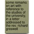 Some Remarks On Art With Reference To The Studies Of The University, In A Letter Addressed To The Rev. Richard Greswell
