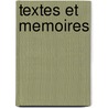 Textes et memoires door Onbekend