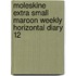 Moleskine Extra Small Maroon Weekly Horizontal Diary 12