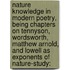 Nature Knowledge in Modern Poetry, Being Chapters on Tennyson, Wordsworth, Matthew Arnold, and Lowell As Exponents of Nature-Study:
