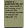 Tabellen Der Bruchteilfunktionen Zum Planckschen Strahlungsgesetz / Tables of the Fractional Functions for the Planck Radiation Law door Marianus Czerny