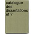 Catalogue Des Dissertations Et Ͽ