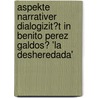Aspekte Narrativer Dialogizit�T in Benito Perez Galdos� 'La Desheredada' door Ines Mller