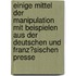 Einige Mittel Der Manipulation Mit Beispielen Aus Der Deutschen Und Franz�Sischen Presse
