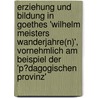 Erziehung Und Bildung in Goethes 'Wilhelm Meisters Wanderjahre(N)', Vornehmlich Am Beispiel Der 'p�Dagogischen Provinz' door Axel Frieling