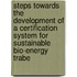 Steps towards the development of a certification system for sustainable bio-energy trabe