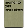 Memento des institutions door L. Asselberghs