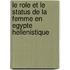 Le role et le status de la femme en Egypte hellenistique