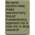 Dynamic System-Wide Mass Spectrometry based Metabolomics Approach for a New Era in Drug Research