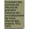 Inventaire des archives du tribunal de premiere instance de l arrondissement de mons tribunal des enfants 1912 1973 door Piere-Jean Niebes