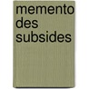 Memento des subsides door J. Derenne