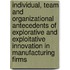 Individual, team and organizational antecedents of explorative and exploitative innovation in manufacturing firms
