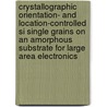 Crystallographic Orientation- and Location-controlled Si Single Grains on an Amorphous Substrate for Large Area Electronics door M.C. He