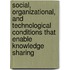 Social, organizational, and technological conditions that enable knowledge sharing