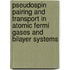 Pseudospin pairing and transport in atomic fermi gases and bilayer systems