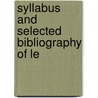 Syllabus And Selected Bibliography Of Le door Onbekend