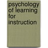 Psychology Of Learning For Instruction door Onbekend