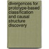 Divergences for prototype-based classification and causal structure discovery