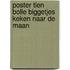 Poster Tien bolle biggetjes keken naar de maan